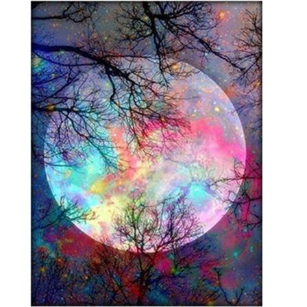 Diamond Painting Fyrkantiga Pärlor 50x70 Cm 5d Diy Natt Måne Multifärg
