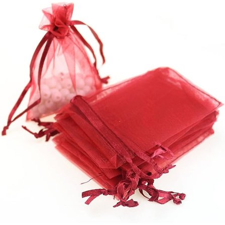 Röda 60 st Organza Dragkedja Påsar Presentpåsar 6x9 Tum