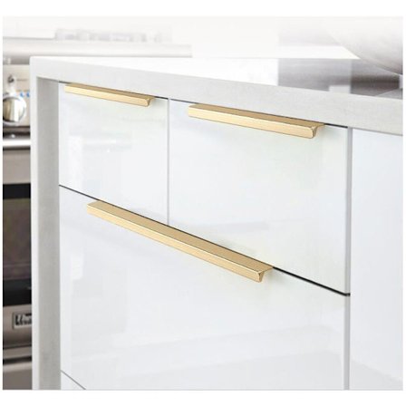 Set om 10 handtag Möbler Handtag Osynligt handtag Kök Möbelhandtag Matt aluminiumlegering Möbelhandtag Centrum avstånd 128mm,(Guld)