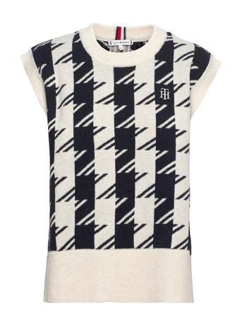 Houndstooth Relaxed C-Nk Vest Patterned Tommy Hilfiger