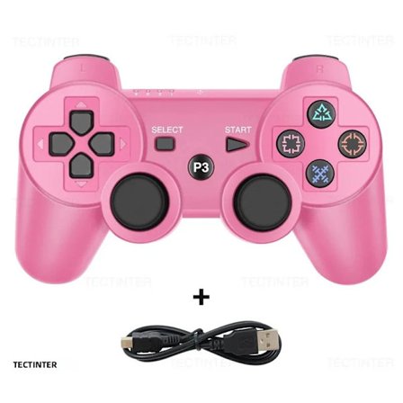Pink Bluetooth Controller til Sony PS3 Gamepad Trådløs SIXAXIS Joystick til PlayStation 3 med Inkluderet Batteri Kompatibel med Sony
