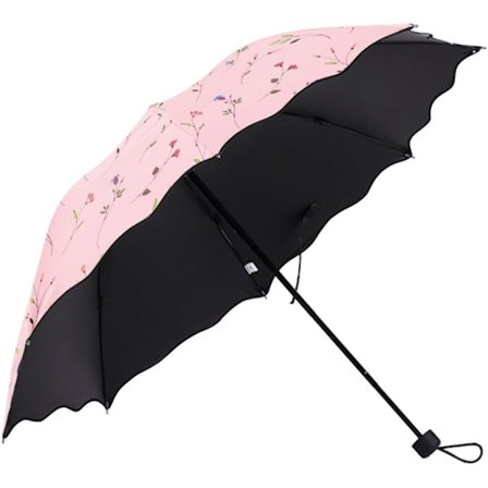 Sammenleggbar paraply, anti-UV solparaply, dameparasoller, vindtett, kompakt paraply, håndveskelomme, kvinner utendørs fotturer strandparaply 