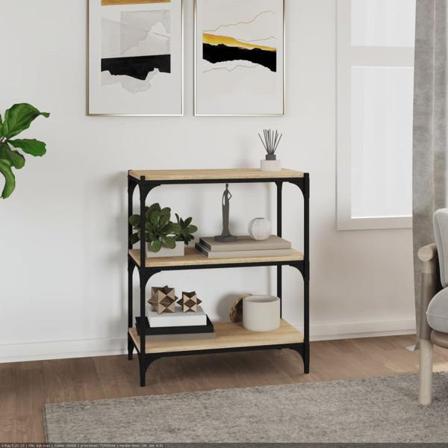 Vidaxl Bokhylla Sonoma-ek 60x33x70,5 Cm Konstruerat Trä Och Stål Brun