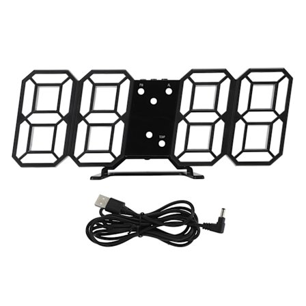 3D-elektroninen kello LED-suuri näyttö Älykäs ääniohjaus Kolme näyttötilaa Stereo Digitaalinen valaistu seinäkello Musta kuori Vihreä sana