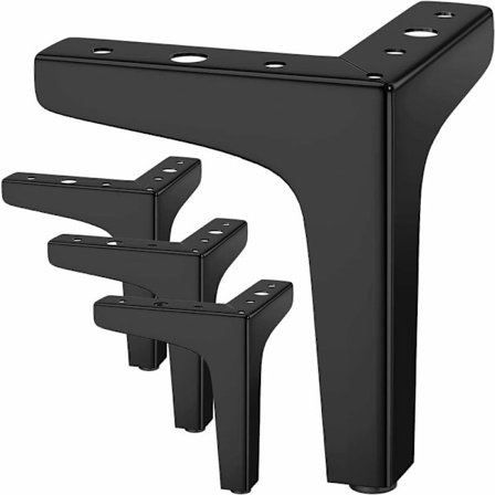 Set med 4 möbelben, lastkapacitet upp till 600 kg, 17 cm moderna metall bordsben i triangelform, hårnålsben för möbler, för skåp, soffa, svart (17 cm)
