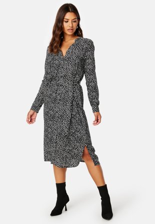 VERO MODA Vica LS Shirt Calf Dress Black AOP:JOEY DOT/W Klær
