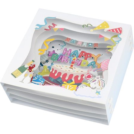 1 stk Håndlaget 3D Pop Up Bursdagskort, 3D Bursdagskort
