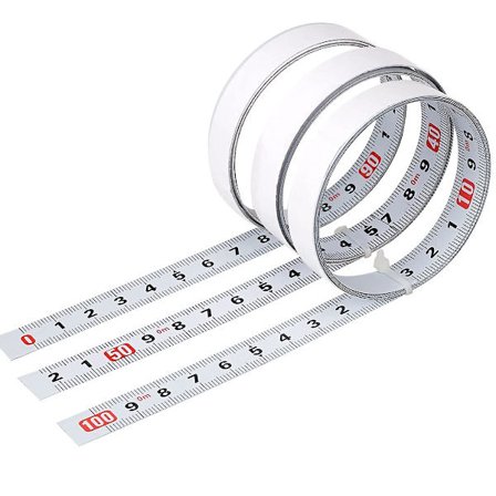 3 stk. Selvklæbende Kulstofstål Målebånd, Selvklæbende Metrisk Lineal, Klæbende Skala Stål Lineal, Metrisk Selvklæbende Målebånd, Til Arbejdsbænke