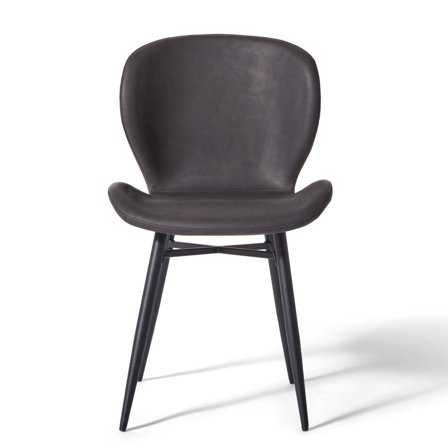 Clara Spisebordsstol - Mørkegrå PU Læder, 48x54x84cm - Elegant, Komfortabel, Holdbar, Let at Rengøre - Perfekt til Spiseområdet - Stilfuld Spisestol i