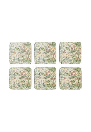 Morris & Co Strawberry Thief Glasunderlägg Green 6-pack Köksredskap Grön ONESIZE