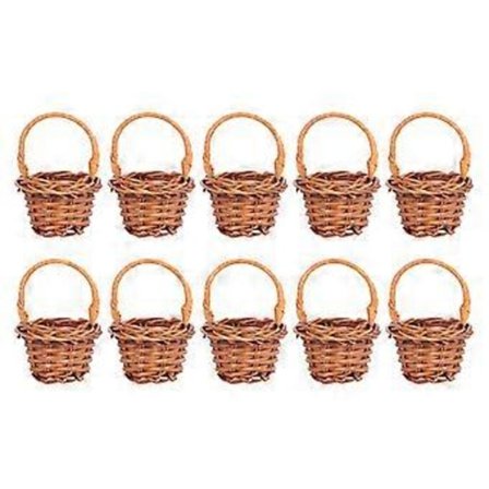 10 ST Plast Brødkurv Rotting Frugtskål Færdige Påskekurve Mini Vævet Gavekurv Mini Kurv Håndtag