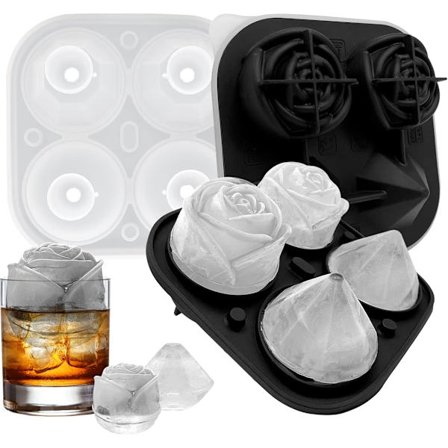 Isforme i Silikone - Diamant- og Rose-forme Black