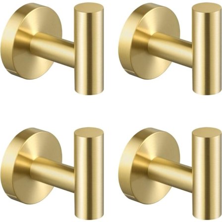 4 roms veggkrok bad rustfritt stål, gull messing kleshenger