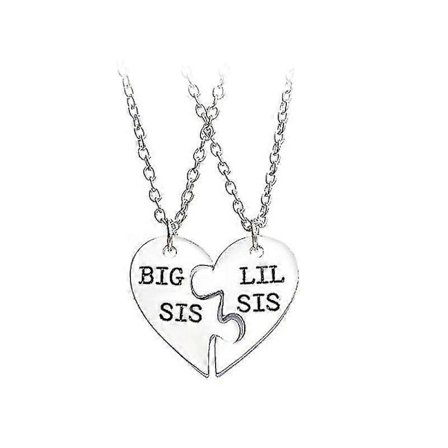 2 stk. Big Sis Lil Sis Big Little Sister Bff Forever Halskæde