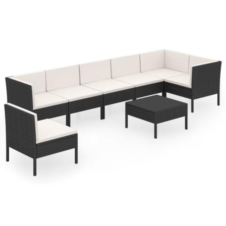 Vidaxl Loungegrupp För Trädgården Med Dynor 8 Delar Konstrotting Svart