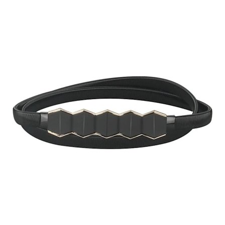 Geometriskt metall elastiskt bälte Tunt smalt midjeband SVART svart