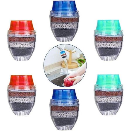 Mini vandhane vandfilter, 6 stk. aktivt kul rundt vandhane filter mini husholdning kokos aktivt kul filter køkkenapparater