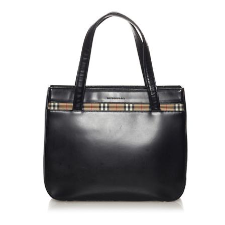 Burberry Vintage, Pre -owned Haymarket Check Leather Handbag Zwart, Dames, Maat:ONE Size