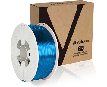 Verbatim-PET-G 2.85mm 1kg Blue Transparent-1 kg PET-G-filament 2,85 mm i gjennomsiktig blå farge-Printing ink, toner & paper-3D-printer filament