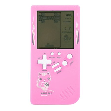 Pink Bærbar Spillekonsol Stor Skærm Klassisk Børnelegetøj