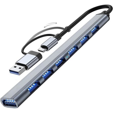 USB-hubb 3.0 med 7 portar, VIENON Aluminium USB C till USB 3.0 Hub för MacBook, Mac Pro/Mini, iMac, Ps4, PS5, Surface Pro, Flash Drive, Samsung