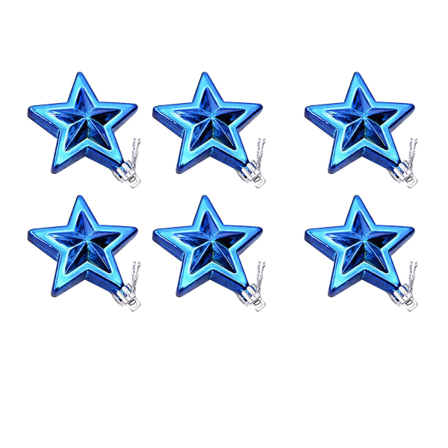 7cm Julkula Femuddig Stjärna Träddekor ,blå