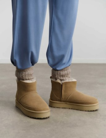 Rosemunde Rhevelyn Leather Elastic Boot - Beige - 38