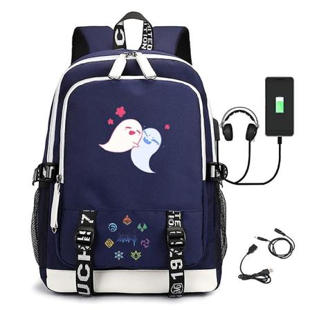 Genshin Impact Printed USB -reppu casual opiskelijan koululaukku 5 Blue