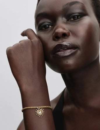 Pandora Heart Sterling Silver And 14K Gold-Plated Double Dangle With Clear Cubic Zirconia - Gold - ONE SIZE