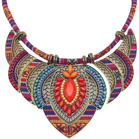 Chunky Halsband Festival Pärlor Bib Choker Kostym
