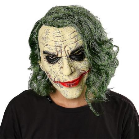 Rædselsvækkende maske film The Dark Knight Cosplay Horror Scary Clown maske med grøn hår paryk latex hovedbeklædning Halloween fest rekvisitter