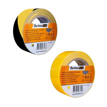 TARIFOLD Markeringstejp 50mmx33m gul/svart - Lyreco - Skyddsutrustning - Säkerhetsmärkning och skyltar - Tejper och symboler