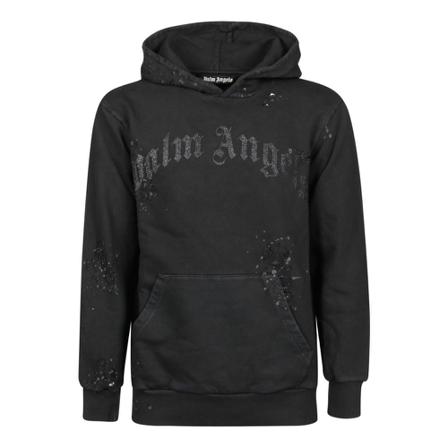 Palm Angels, GD Glittered Logo Sweatshirt Zwart, Heren, Maat:M