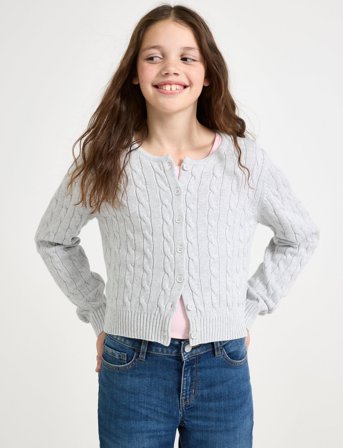 Lindex Cardigan With Cabels - Grey - 128