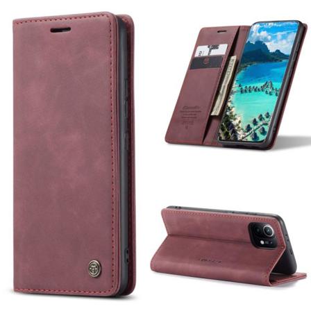 Caseme Plånboksfodral Xiaomi Mi 11 - Vinröd Röd