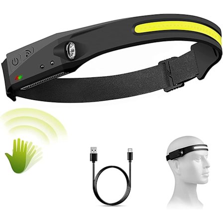 LED-hodelykt, Ladbar Hodelykt Med 230 Lys Med Sensor, USB-C COB-hodelykt Med 5 Lysmoduser, Superlett XPE Vanntett, Hodelykt For Jogging