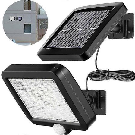Solcellelamper for utendørs bruk, 56 LED solcellelampe utendørs med bevegelsesdetektor, IP65 vanntett, 120° lysvinkel, solcelle vegglampe for hage