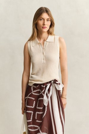 GANT Damen Ärmelloses Top aus Spitzenstrick (XL) Weiß