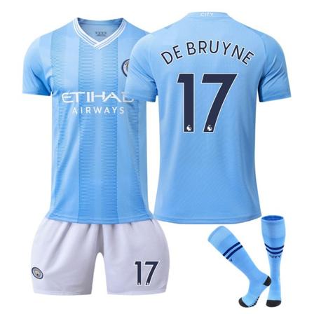 23-24 Manchester City Home Shirt Kit - Fotbollströja Kit - Outdoor Sports Quick Dry Shirts Black 17 (strumpor) S