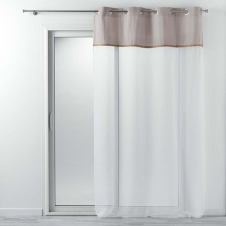 Gardiner med øjer 140 x 240 cm ensfarvet voile + grå jute kelonia