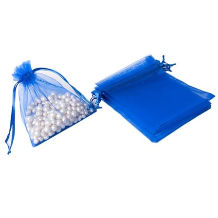 100 stk. Organzaposer, Organza Gaveposer Smykkeposer, Lavendelposer kompatible Smykkegaver Godteri Bryllup - 7x9 cm Blå