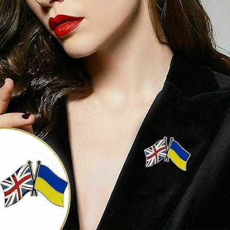 2pcs Ukraine U.k Ukrainian Friendship Brooch Country Flag Lapel Pin Badge Charity