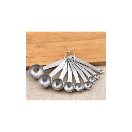 9 dele måleske i rustfrit stål til stegning, måleske til kaffe, vægt til kaffebønner, husholdningskrydderi, gram ske, måleske med skevægt