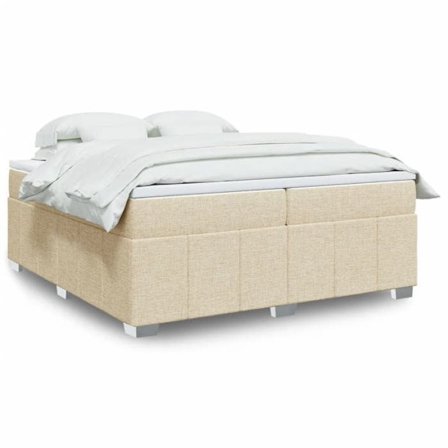 Maison Exclusive - Sängram med lameller inklusive Crème madrass 200x200 cm Tyg