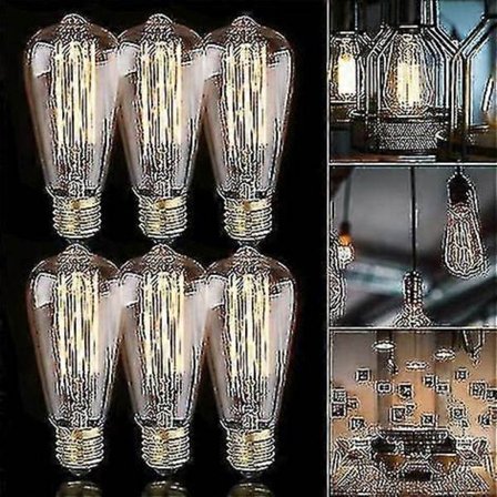 6x E27 60w Edison Glödlampa 220v St64 Retro 64mm X 140mm