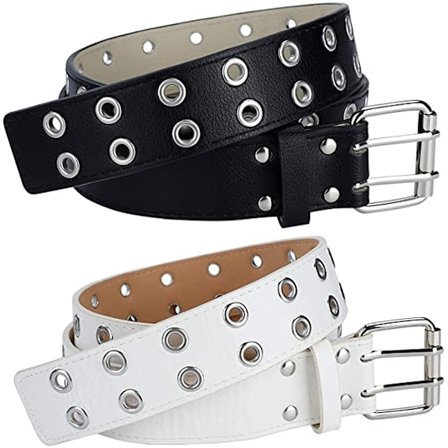 PU-läder Dubbel Ögla Bälte Punk Dubbel Spänne Bälte Unisex Bälte