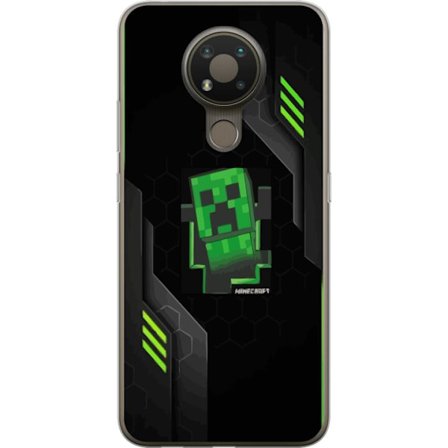 Kompatibelt Mobilskal till Nokia Nokia 3.4 Grön pixelbaserad creeperliknande spelillustration med futuriska neoninslag och mörk techbakgrund perfekt