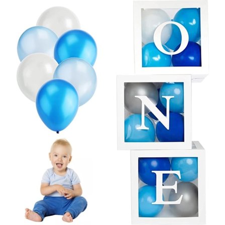 Första födelsedagsballonglåda Baby Pojke Flicka 26 10-tums Ballonger 1-års Födelsedagsdekoration Fotorekvisita Bakgrund