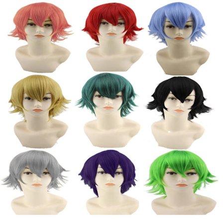 Wig Cosplay/Anime inkl. parykhætte og hårforlængelseskam