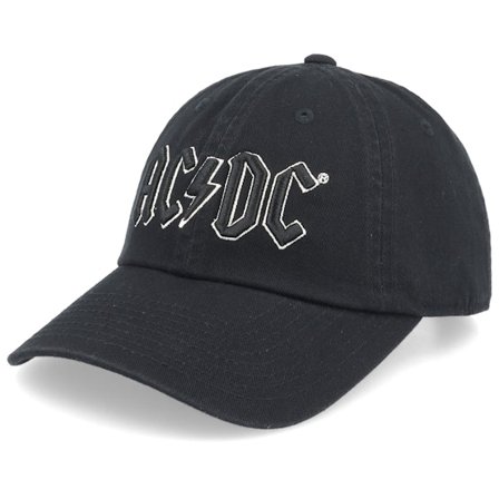 American Needle - ACDC Ballpark Black Dad Cap Unconstructed Black Cap - @ Hatstore